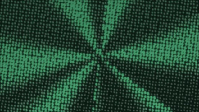 Green halftone radial pattern, vintage pop art dot background, abstract dark green comic book texture, retro halftone starburst for video