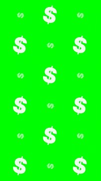 White dollar sign pattern on vibrant green background