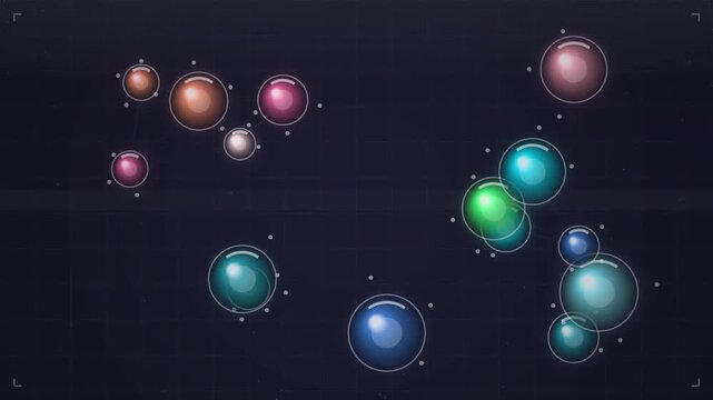 Market Fluctuation Bubble Chart Animation with Financial Data Visualization and Investment Analytics