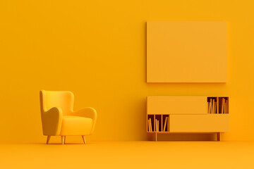 Yellow monochrome living room with modern furniture © Cagkan
