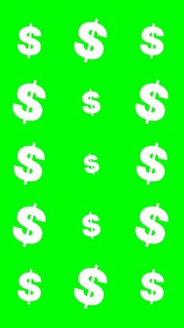 Repeating white dollar signs on bright green background