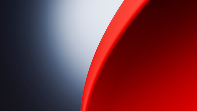Abstract digital illustration with red curved shape on blue gradient