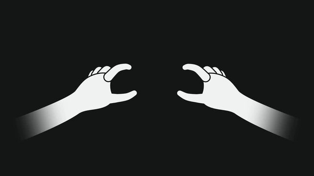 Two Hand Pinch Zoom Gesture, Minimalist UI Interface Tutorial, Dark Background White Vector, Clean Motion Graphic, Digital Instruction Symbol, Modern Tech Presentation, Vector Loop