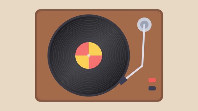 Top view turntable spinning a vinyl record seamless loop