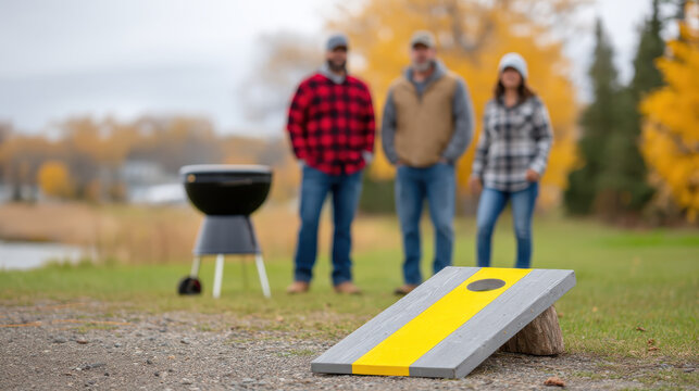 Football tailgating game day gatherings bring friends together outdoors with grill and cornhole for fun and excitement in casual autumn setting