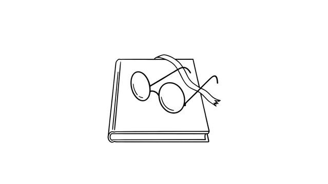 Glasses resting on top of an open book with ribbon
