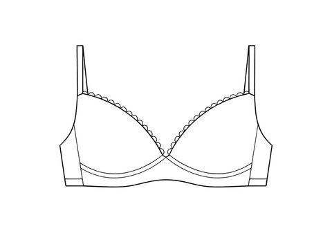 Simple bra illustration with adjustable straps and lace trim
