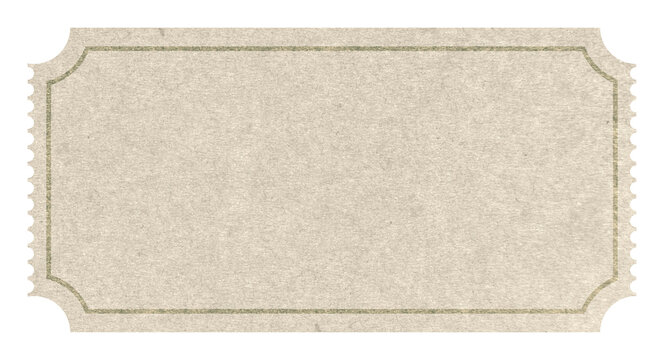 Old vintage ticket template made of textured paper with copy space