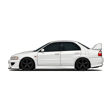 white jdm sports car evo