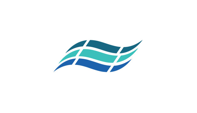 Stylized three layered horizontal wave graphic utilizing a fresh palette of blue and turquoise shades.