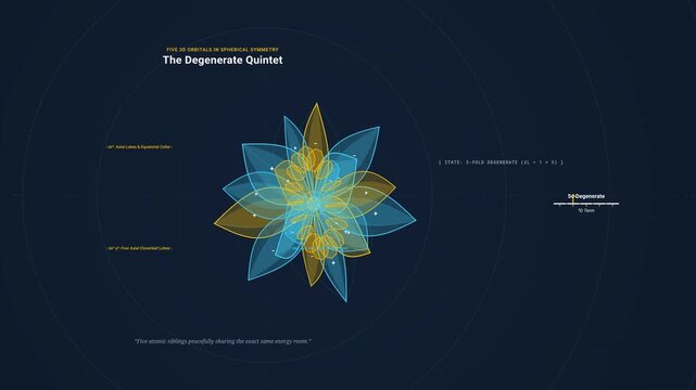 Animated educational diagram explaining the complete electronic hierarchy from free ion to orbital field and spin-orbit states including octahedral influx and fine splitting
