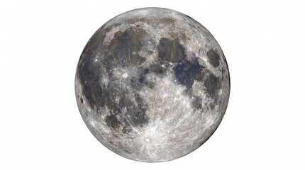 Detailed full moon sphere isolated on white background for astronomy © Samia