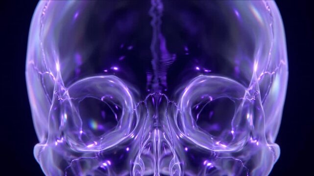 頭蓋骨膜と大脳鎌の生体模倣クリスタル構造を示す医療CG背景動画