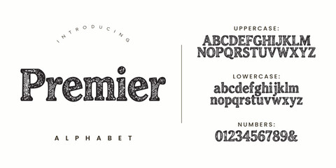 Premier vintage serif textured traditional classic display typography font design © happy