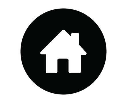 House home in black circle vector icon, homepage navigation button for web and app UI