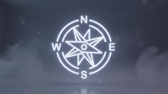 Glowing Compass Navigation Icon on Dark Background