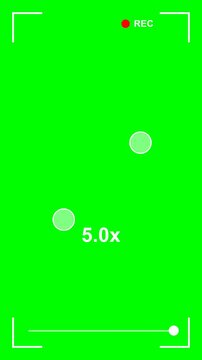 Camera recording interface hud with zoom on green screen background