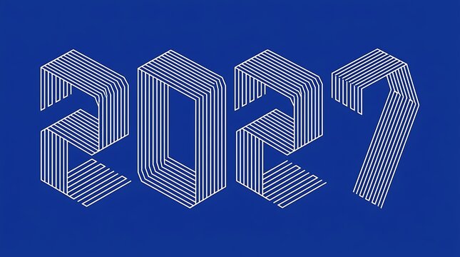 2027 year design with modern isometric line art style