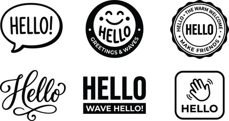 Collection of vintage style hello greetings and hand drawn lettering designs © mdkamran