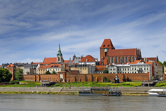 Poland &ndash; panorama of Torun, city divided by Vistula river between Pomerania and Kuyavia regions. The medieval old town is a UNESCO World Heritage Site.