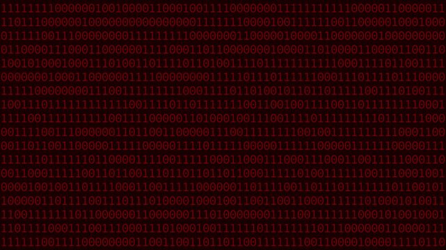 Binary Code Black Digital Background. Rows of ones and zeros in a binary pattern create a digital data backdrop, symbolizing coding and information processing, cyber security, technology. animation