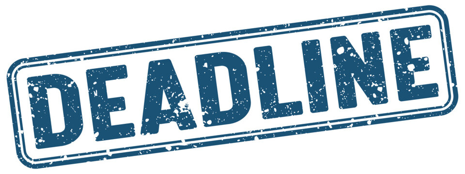 deadline blue grunge stamp with no background. deadline stamp