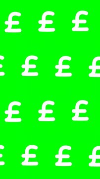White Pound sterling currency symbols pattern on bright green background