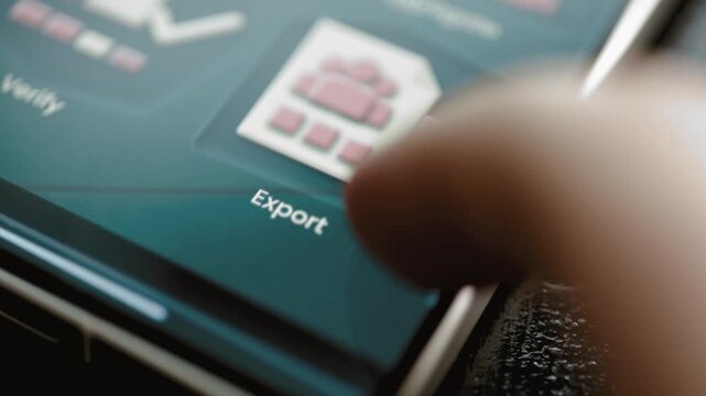 Fingertip passes across a pink export document