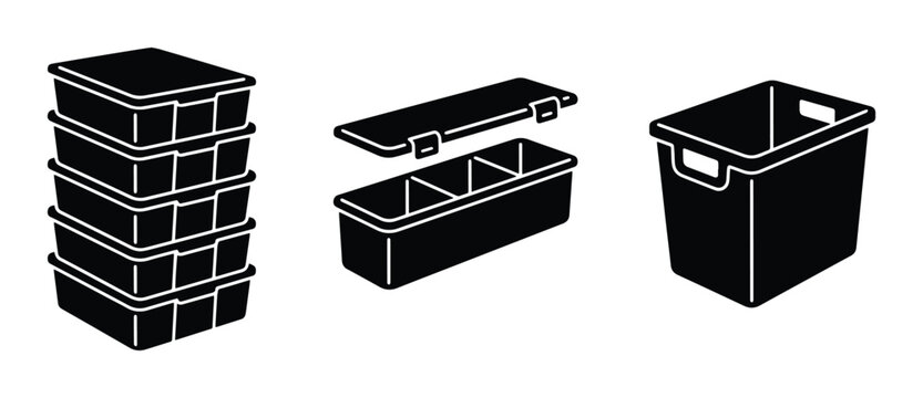 Storage boxes and organizer container set, plastic bins for home and garage