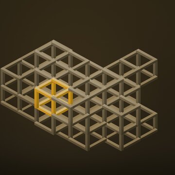 Geometric structure with one yellow cube