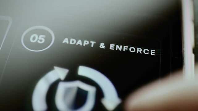 Adapt and enforce arrows rotate around a shield
