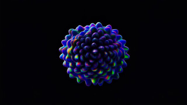 Abstract 3D Rendering of a Virus or Bacteria Microbe, Colorful and Textured, Dark Background