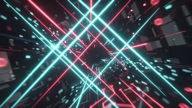 Abstract neon wireframe ripple on textured background, cybernetic mandala effect   