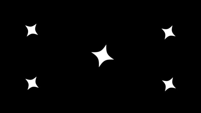 elegant sparkling stars shine animation with fast glitter motion, glowing white twinkle lights, fairy dust particles and beautiful magical star effects on black screen background in 4k