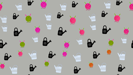 Watering Cans and Yarn Balls Pattern © andi
