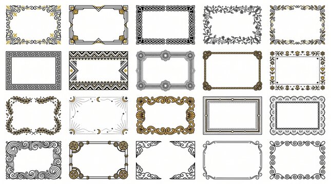 Decorative vintage frame collection with elegant gold accents and floral motifs.