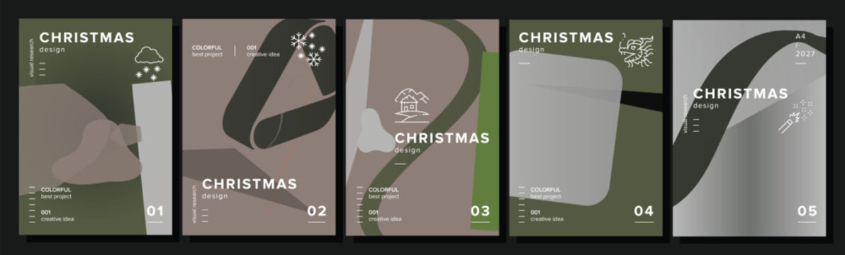 Curve technological flier christmas abstract geometric a4 poster. blocking repeat, blurred catalogs, webpage shape, waves firm vector christmas new year background illustration