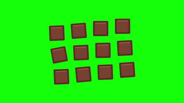 Chocolate bar pieces splitting apart and rejoining