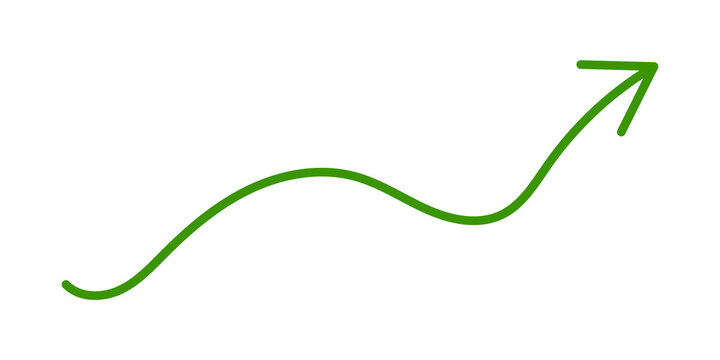 Green wavy arrow isolated on transparent background
