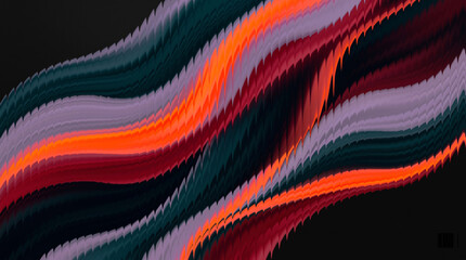 Abstract Vibrant Vertical Glass Stripes Wallpaper: A dynamic and visually striking design featuring layered vertical glass stripes in a spectrum of fiery orange, deep purple, and cool teal hues. © KP Stock