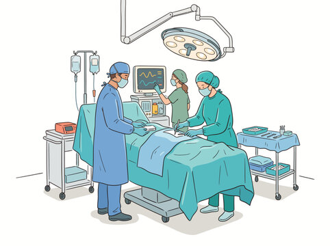 Medical Team Performing Surgery in Operating Room.