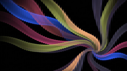 Abstract vibrant vertical glass stripes wallpaper featuring a dynamic swirl of colors, creating a visually striking and modern backdrop ideal for digital art, design © KP Stock