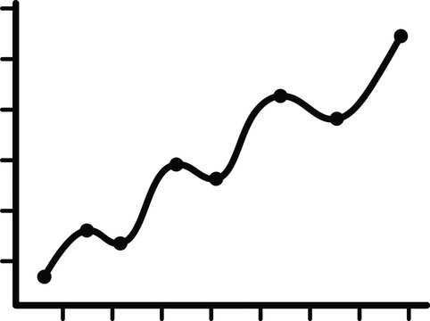 Line chart silhouette vector. Trend graph vector icon