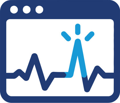 Web window browser interface with pulse line chart and highlight spark. Digital telemetry monitoring sign