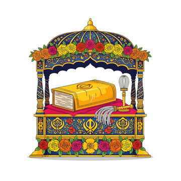 Guru Nanak Jayanti Guru Granth Sahib in Decorated Palki