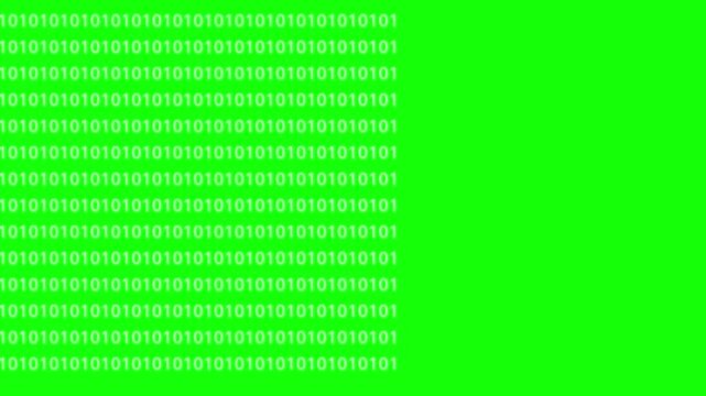 Green screen digital data stream binary code animation chroma key background loop