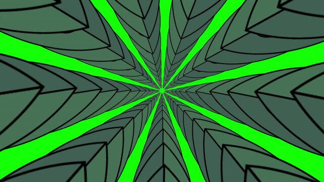 Slow Spin Spiral Foliage Vortex Motion Graphic, Blue Chroma Key Background, Intro Element