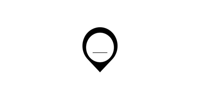 Minimalist black map pin icon animation on white background. Clean 4k location pointer for navigation, travel, and geography concepts.