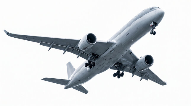 Large passenger jet taking off from above