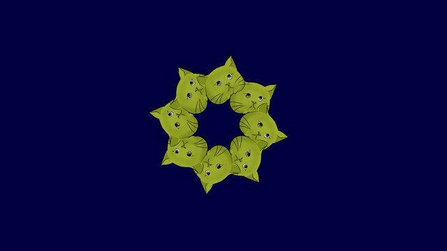 Cute Cat Head Shaped Flower Animation